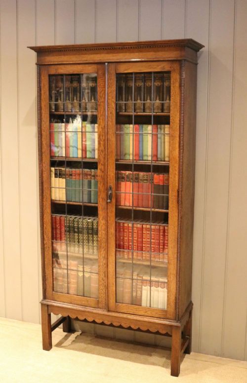 Tall Oak Glazed Bookcase