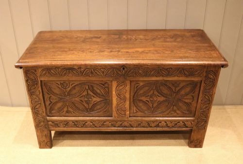 Late 17 Th Century Carved Oak Coffer