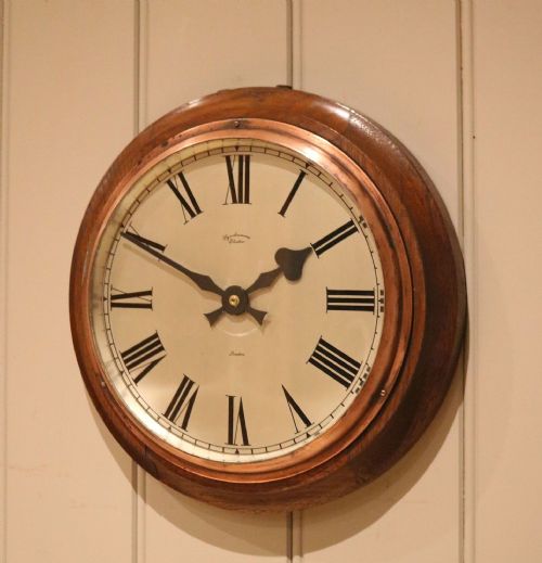 fig 1. Oak Framed Factory Wall Clock