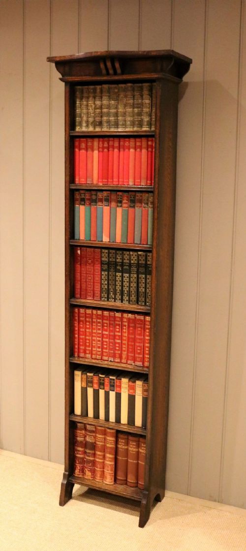 Tall Dark Oak Open Bookcase