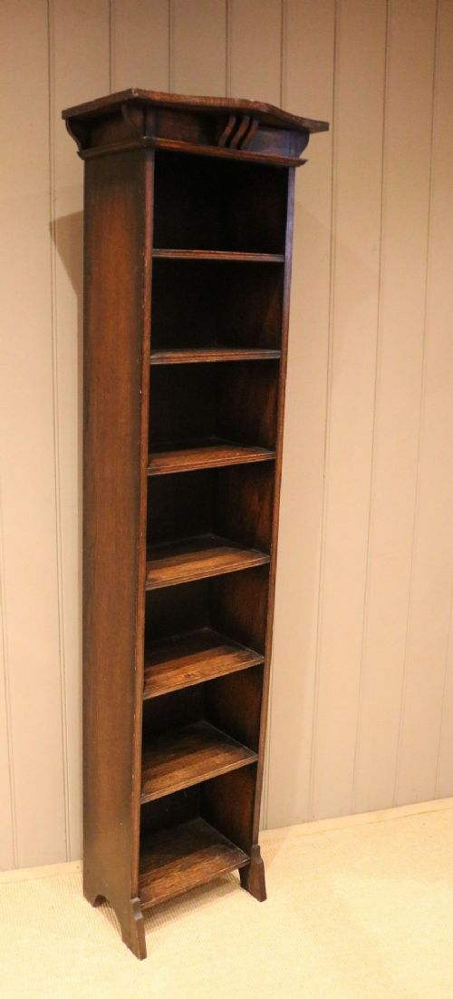 fig 1. Tall Dark Oak Open Bookcase