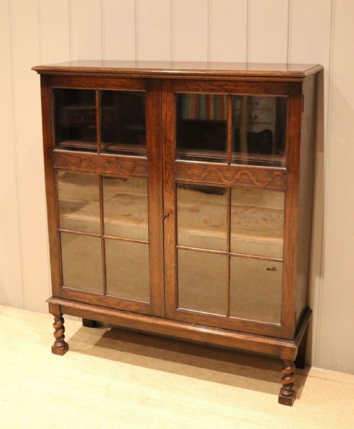 fig 1. Oak Two Door Glazed Bookcase