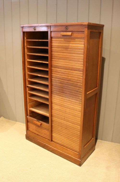 fig 1. French Oak Double Tambour Front Filing Cabinet
