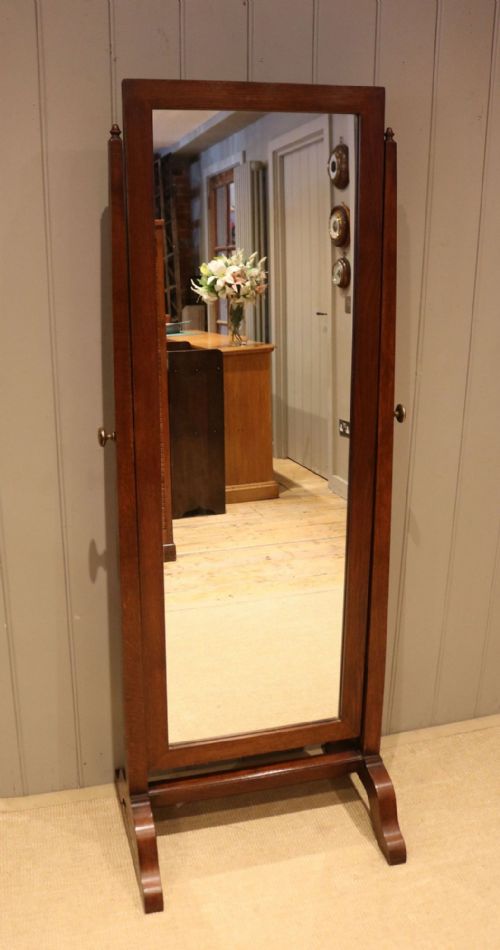 Substantial Oak Cheval Mirror