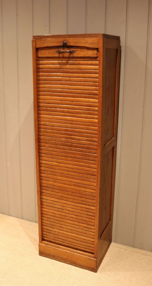French Oak Tambour Front Filing Cabinet