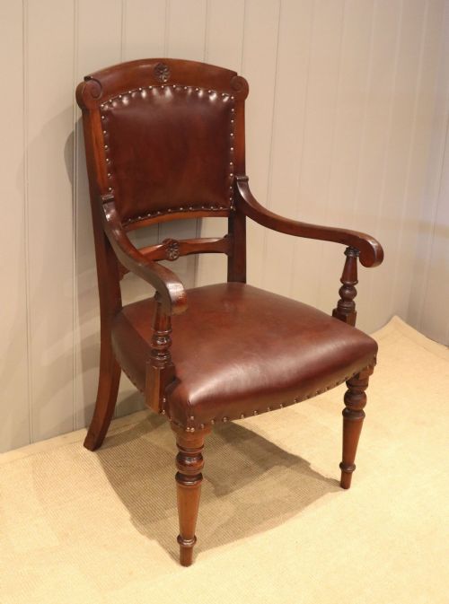fig 1. Edwardian Walnut & Leather Armchair