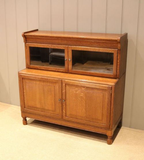 Golden Oak Two Tier Cabinet Bookcase