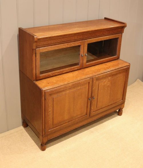 fig 1. Golden Oak Two Tier Cabinet Bookcase