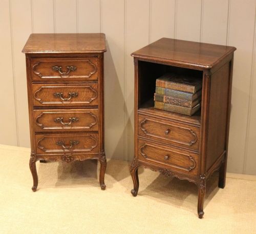 Matched Pair of French Oak Bedside Cabinets