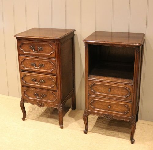 fig 1. Matched Pair Of French Oak Bedside Cabinets