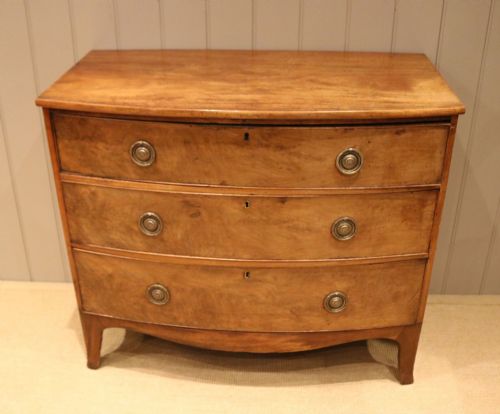 fig 1. Early 19th Century Rustic Mahogany Bow Front Chest Of Drawers
