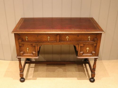 Oak Leather Top Kneehole Desk