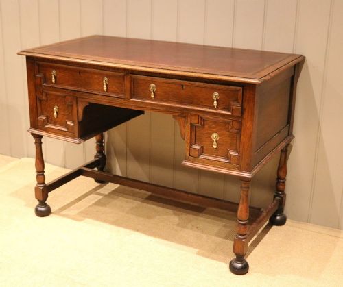 fig 1. Oak Leather Top Kneehole Desk