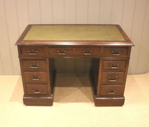 Edwardian Dark Walnut Pedestal Desk