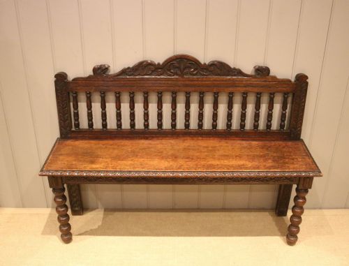 Victorian Carved Oak Bench