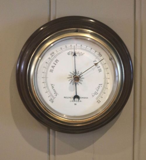 fig 1. Circular Mahogany Framed Aneroid Barometer