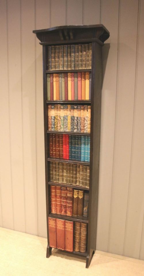 Tall Slim Dark Oak Open Bookcase