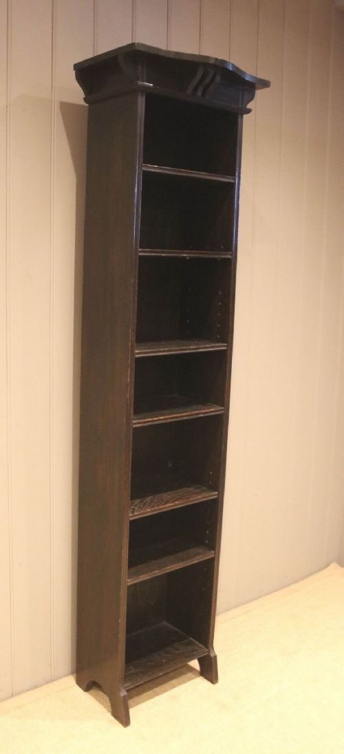 fig 1. Tall Slim Dark Oak Open Bookcase