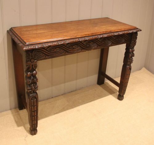 VICTORIAN CARVED OAK HALL TABLE - ADDITIONAL PHOTO 4