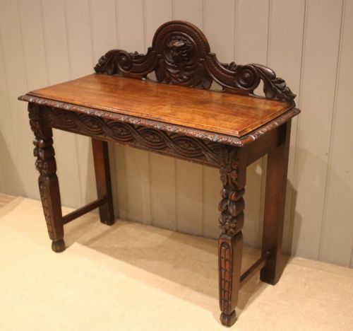 VICTORIAN CARVED OAK HALL TABLE - ADDITIONAL PHOTO 9
