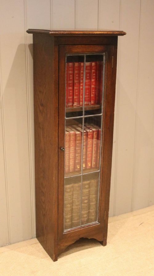Tall Small Proportioned Oak Glazed Bookcase