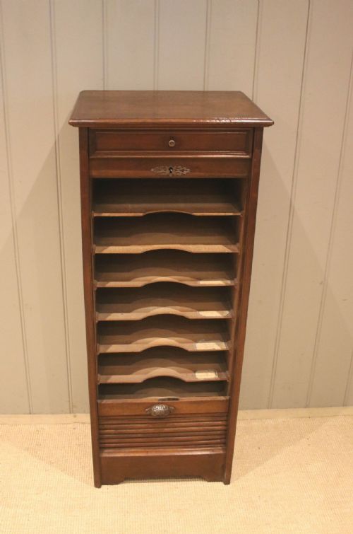 fig 1. French Walnut Tambour Front Filing Cabinet