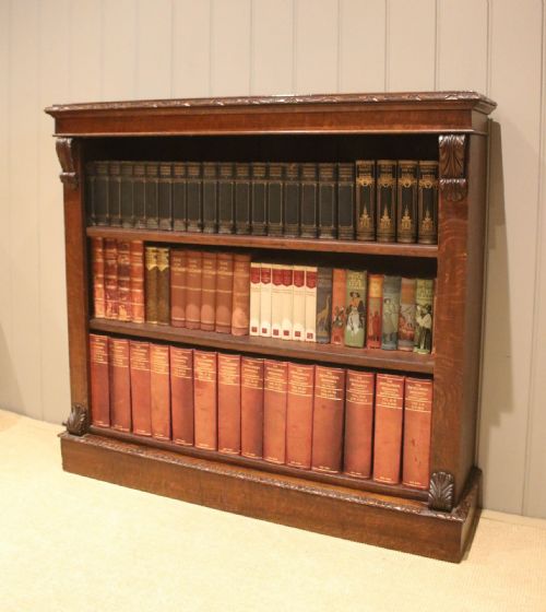 Large Victorian Carved Oak Open Bookcase