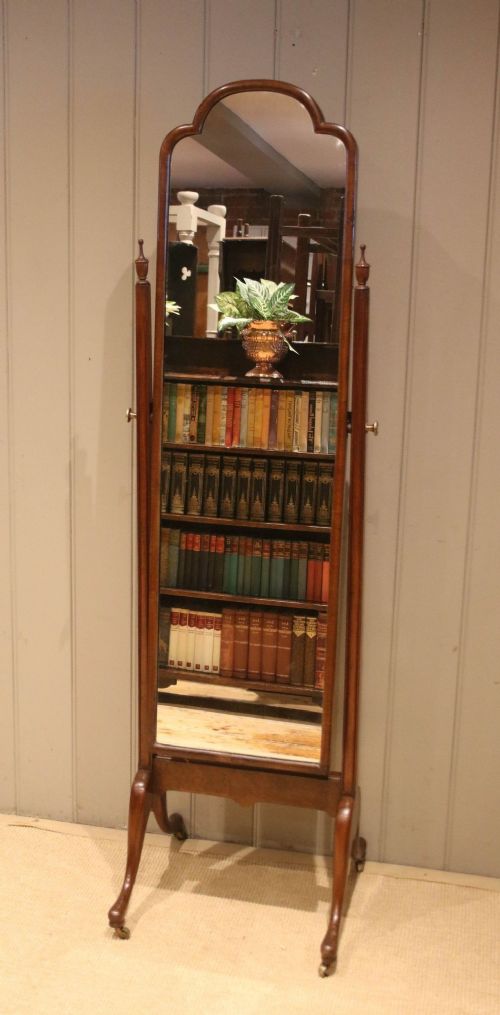 Walnut Queen Anne Style Cheval Mirror