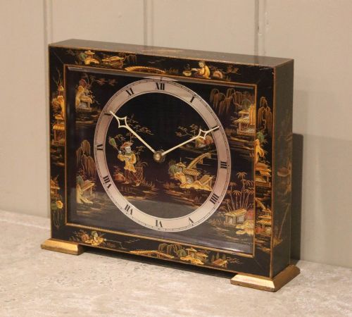 Black Chinoiserie Mantel Clock