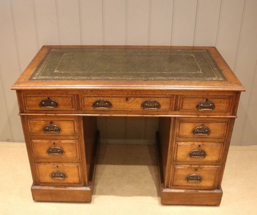 fig 1. Edwardian Oak Pedestal Desk