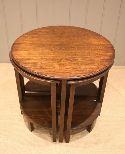fig 1. Unusual Oak Nest Of Five Tables