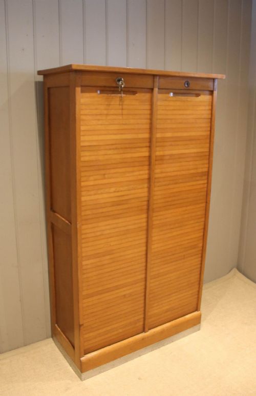 fig 1. French Oak Double Tambour Front Filing Cabinet