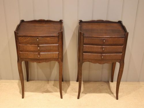 Pair of French Solid Oak Bedside Cabinets