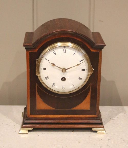 MAHOGANY SATINWOOD INLAY MANTEL CLOCK