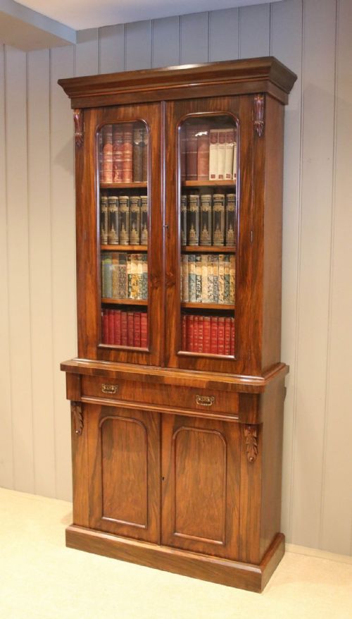 Victorian Walnut Cabinet Bookcase