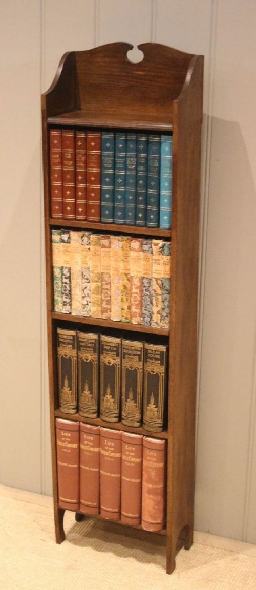 Tall Small Oak Open Bookcase
