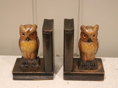 Pair of Carved Owl Bookends