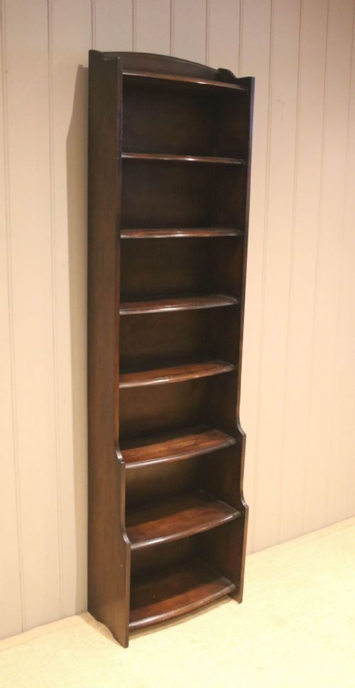 fig 1. Tall Dark Oak Open Waterfall Bookcase