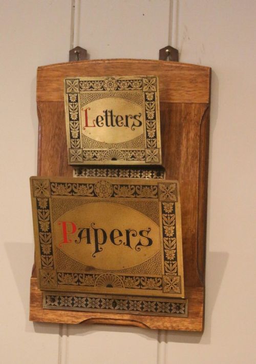 Edwardian Walnut Wall Mounted Letter Rack