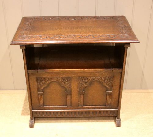 fig 1. Small Proportioned Carved Oak Monks Bench