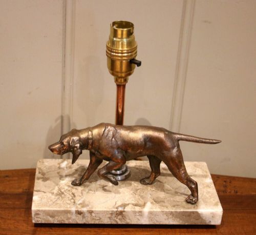 Spelter Pointer Dog Table Lamp
