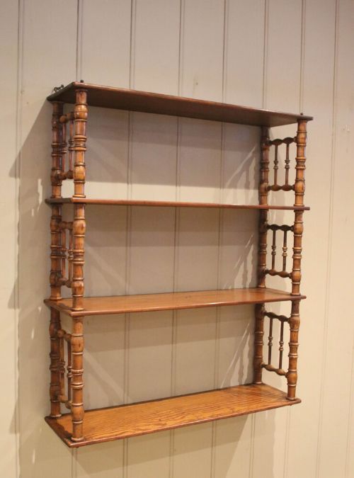 fig 1. French Three Tier Beech & Pitch Pine Wall Shelves