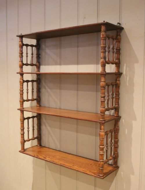 French Three Tier Beech & Pitch Pine Wall Shelves