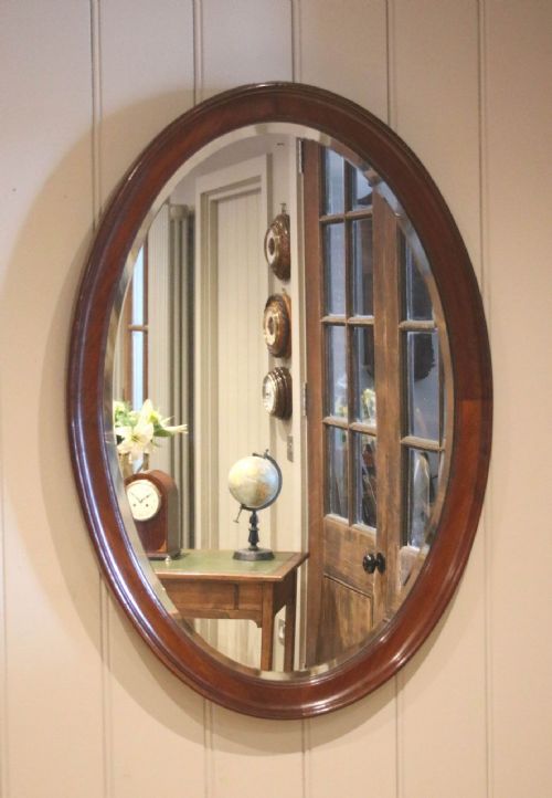Oval Walnut Wall Mirror