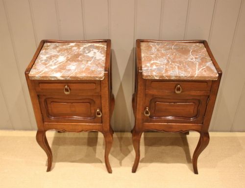 Pair of French Beechwood Bedside Cabinets