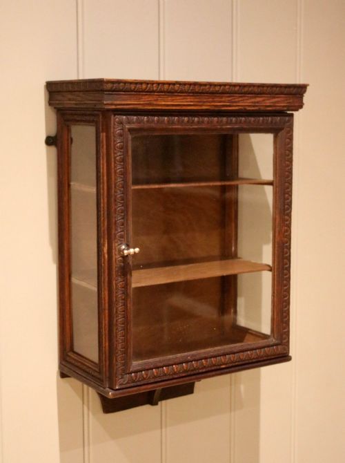 Carved Oak Wall Cabinet