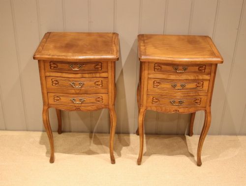 Pair of French Beechwood Bedside Cabinets