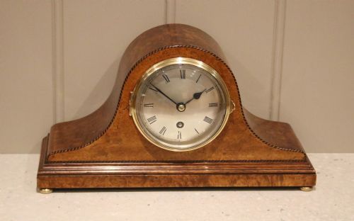 Small Burr Maple Napoleon Hat Mantel Clock