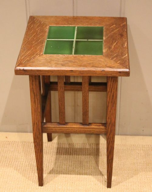 Small Proportioned Arts & Crafts Oak Tile Top Table