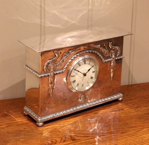 fig 1. Arts & Crafts Silver Plated Mantel Clock